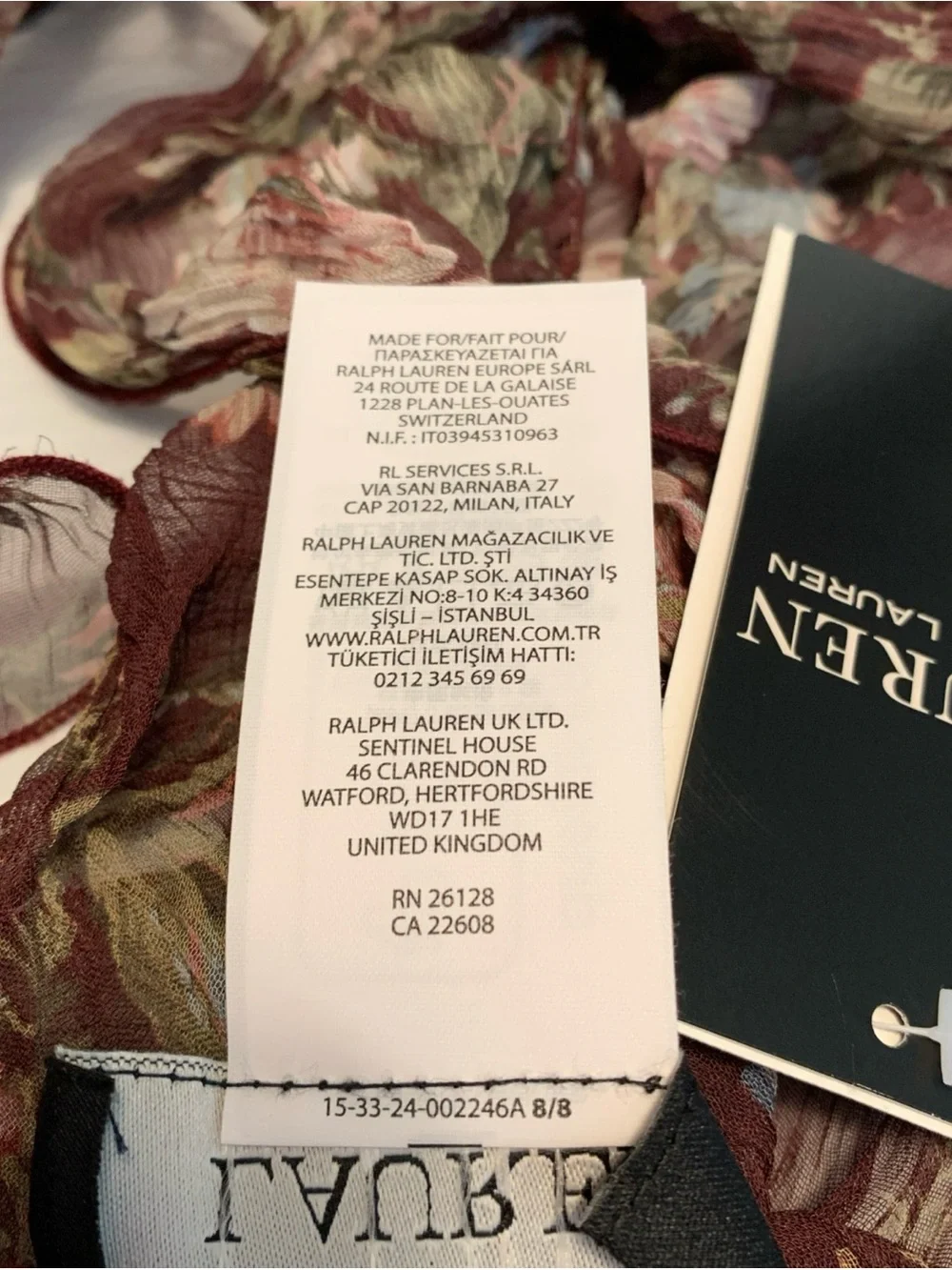 NWT Lauren Ralph Lauren Ruffle Scarf-Wine Burgundy Pinot Noir; 100% Viscose